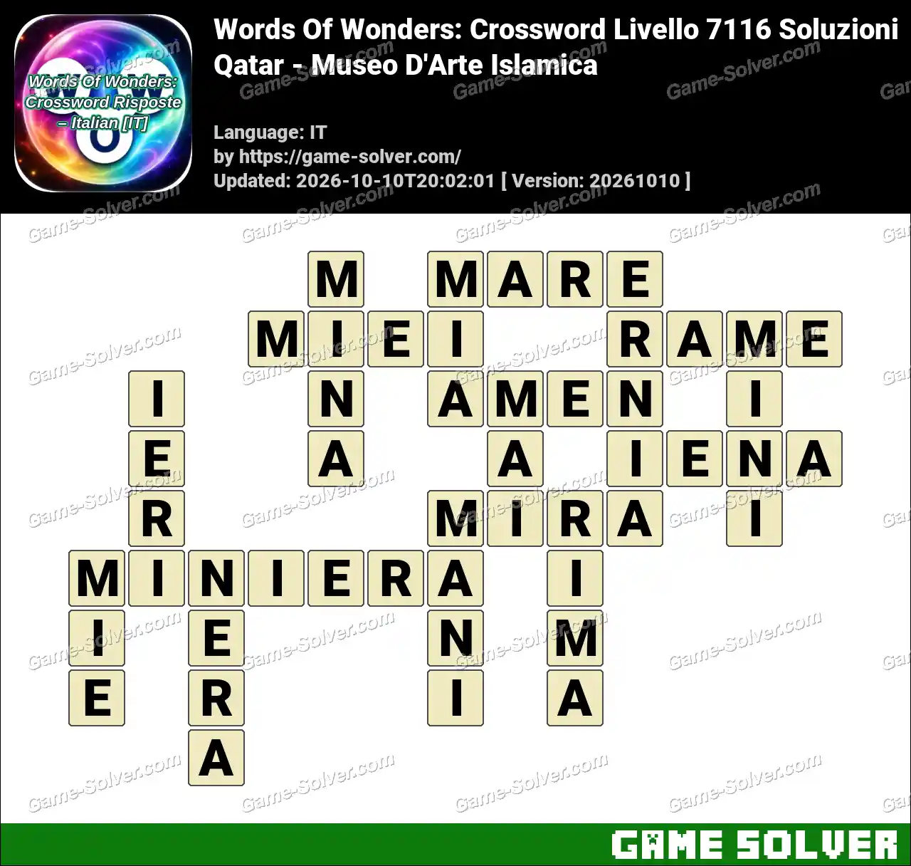 Words Of Wonders: Crossword Livello 7116 Soluzioni – Qatar – Museo D’Arte Islamica